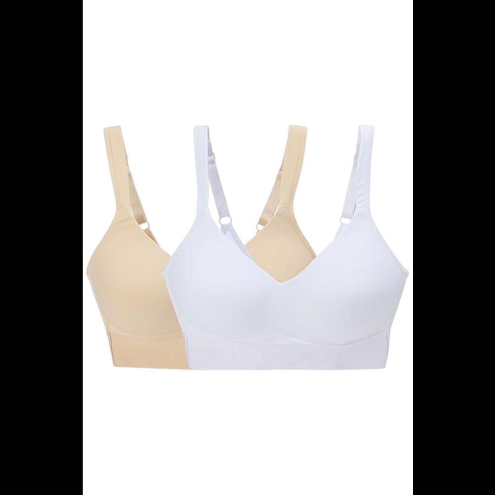 Rhonda Shear Women's 2pk Molded Cup Bra w/ Wrap Back White/Light Beige - Regular